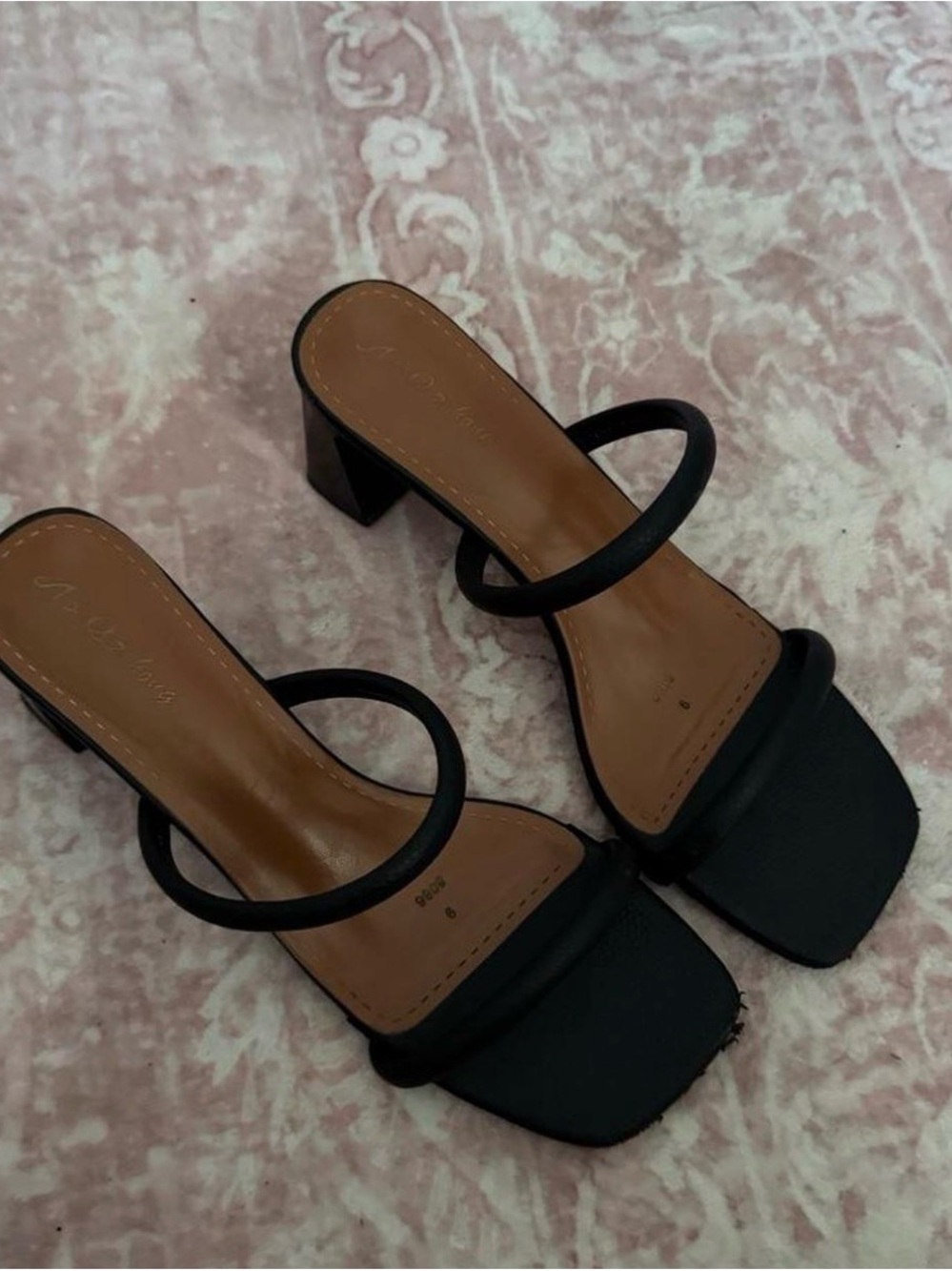 SHEIN Black Double-Strap Block Heel Sandals